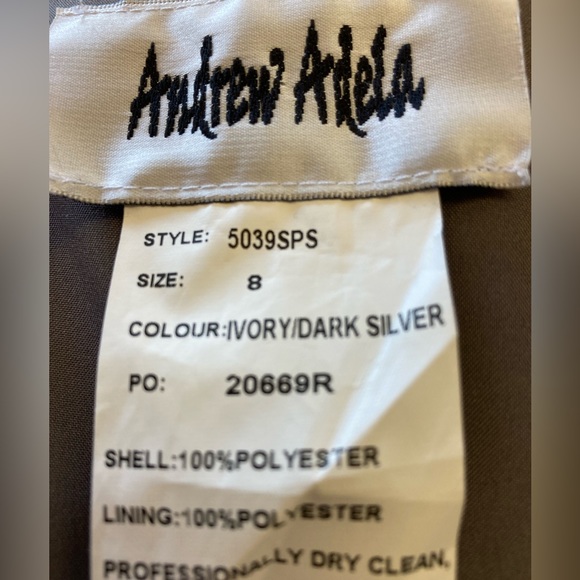 Andrew Adela ivory and dark silver cocktail dress, size 8. - Picture 3 of 3